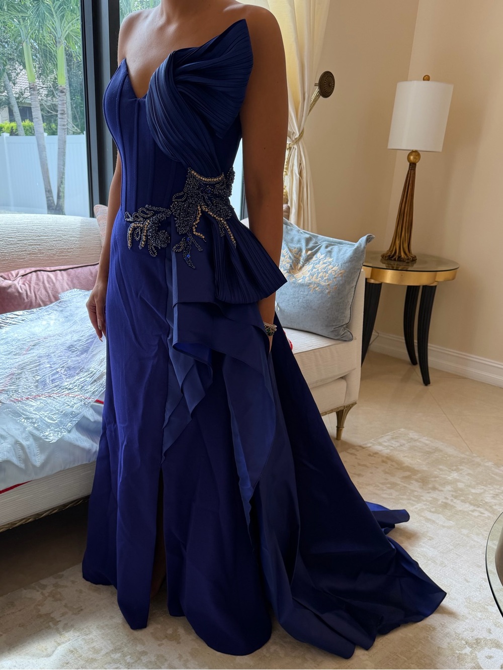 Blue evening gown